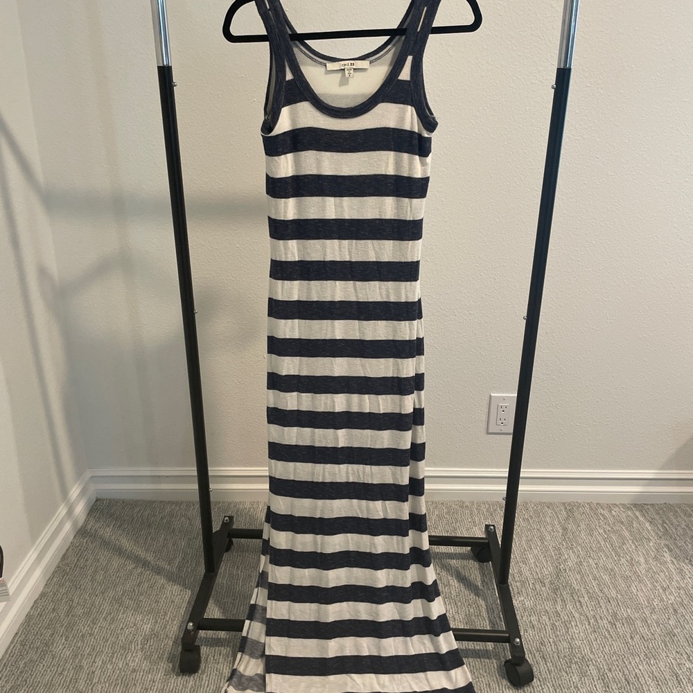 Navy and White Striped Maxi Dress
